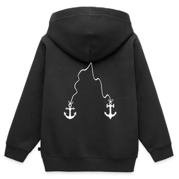 Anker mit Herz am Seil - unendliche Liebe - Kinder Premium Organic Zip Hoodie - Schwarz - Hinten - AI Model Kid Male (0cm)