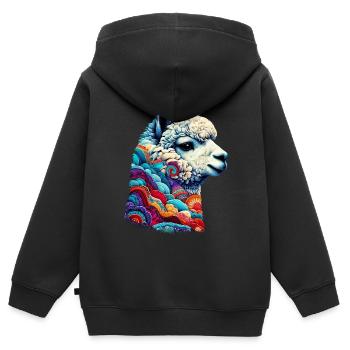 Alpaka - Kinder Premium Organic Zip Hoodie - Schwarz - Hinten - AI Model Kid Male (0cm)