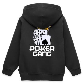 Poker Statement Jeu de cartes de casino Jeux d’argent - Sweat Premium à capuche zippé enfant bio - noir - Dos - AI Model Kid Male (0cm)