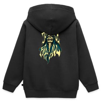 Gerechtigkeit für alle - Kinder Premium Organic Zip Hoodie - Schwarz - Hinten - AI Model Kid Male (0cm)