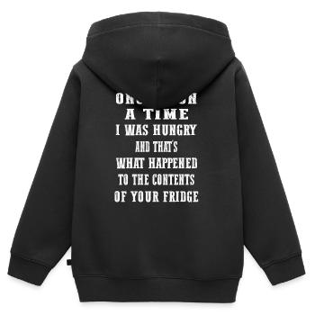 Il était une fois j’avais faim - Sweat Premium à capuche zippé enfant bio - noir - Dos - AI Model Kid Male (0cm)