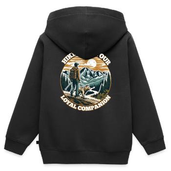 RANDONNEZ AVEC VOTRE FIDÈLE COMPAGNON - Sweat Premium à capuche zippé enfant bio - noir - Dos - AI Model Kid Male (0cm)
