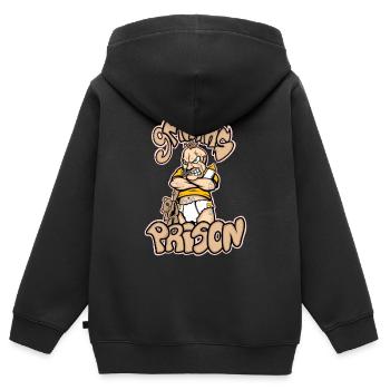 9 Monate - Kinder Premium Organic Zip Hoodie - Schwarz - Hinten - AI Model Kid Male (0cm)