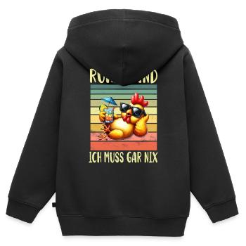 Ruhestand Rentner Rentnerin - Kinder Premium Organic Zip Hoodie - Schwarz - Hinten - AI Model Kid Male (0cm)