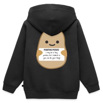 Positive Potato Lebensfreude Lebensgefühl Freude - Kinder Premium Organic Zip Hoodie - Schwarz - Hinten - AI Model Kid Male (0cm)