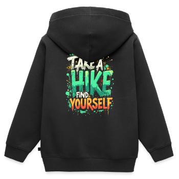 WANDERN, ZU SICH SELBST FINDEN - Kinder Premium Organic Zip Hoodie - Schwarz - Hinten - AI Model Kid Male (0cm)