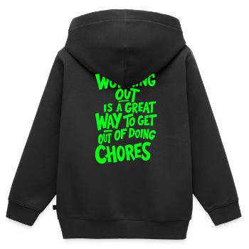 WORKING OUT IS A GREAT WAY TO GET OUT OF DOING - Kids Premium Organic Zip-up Hoodie - black - Back - AI Model Kid Male (0cm)