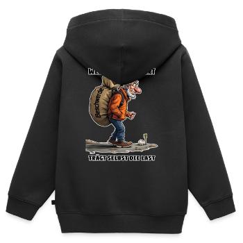 Wer sich beschwert, trägt selbst die Last - Kinder Premium Organic Zip Hoodie - Schwarz - Hinten - AI Model Kid Male (0cm)