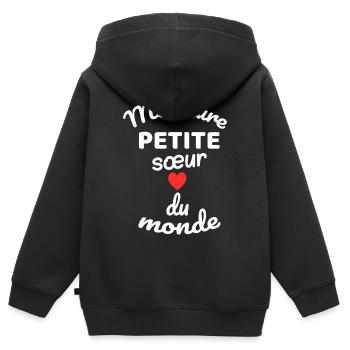 Cercle de Fratrie Petite Sœur Monde - Sweat Premium à capuche zippé enfant bio - noir - Dos - AI Model Kid Male (0cm)
