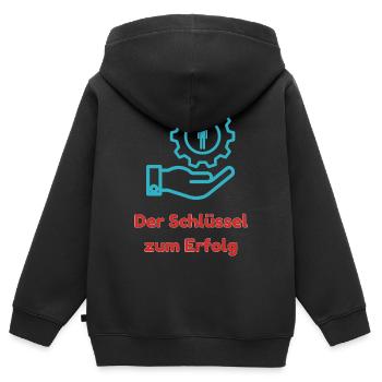 La clé du succès - Sweat Premium à capuche zippé enfant bio - noir - Dos - AI Model Kid Male (0cm)