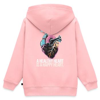 Coeur avec anatomie colorée et message d’amour - Sweat Premium à capuche zippé enfant bio - rose - Dos - AI Model Kid Female (0cm)