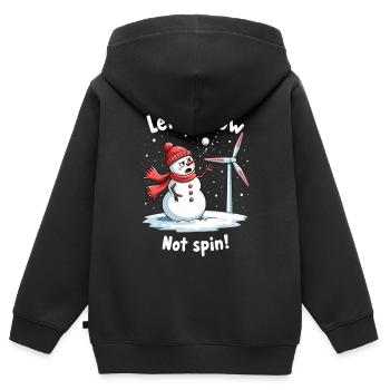 Stopp Windräder - Lasst es schneien, nicht drehen - Kinder Premium Organic Zip Hoodie - Schwarz - Hinten - AI Model Kid Male (0cm)