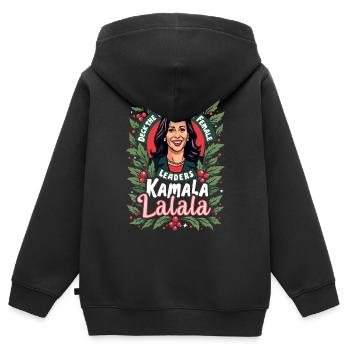 Kamala LALALA Weibliche Führung 2024 Wahlen - Kinder Premium Organic Zip Hoodie - Schwarz - Hinten - AI Model Kid Male (0cm)