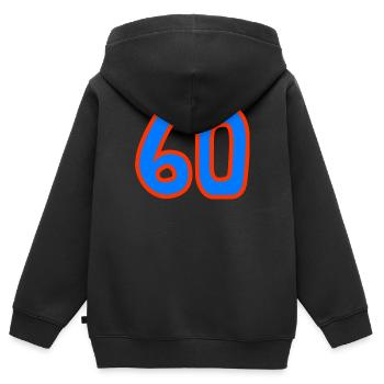 60. 60 JAHRE. 60-JÄHRIGES JUBILÄUM. 60. GEBURTSTAG. - Kinder Premium Organic Zip Hoodie - Schwarz - Hinten - AI Model Kid Male (0cm)