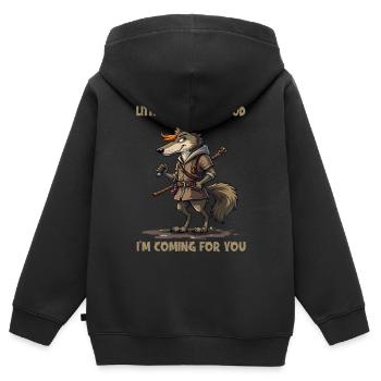 Little Red Riding Hood - I'm coming for you - Kinder Premium Organic Zip Hoodie - Schwarz - Hinten - AI Model Kid Male (0cm)