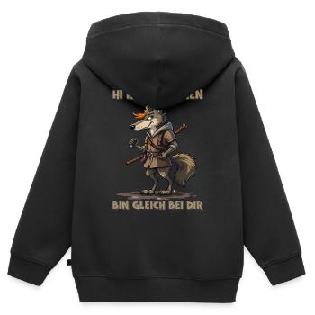 Rotkäppchen - Ich bin gleich bei Dir - deutsch - Kinder Premium Organic Zip Hoodie - Schwarz - Hinten - AI Model Kid Male (0cm)