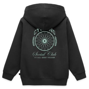 Cycling Social Club, Freedom Club - Kinder Premium Organic Zip Hoodie - Schwarz - Hinten - AI Model Kid Male (0cm)