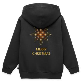Joyeux Noël (Points de Noël étoiles / Or) - Sweat Premium à capuche zippé enfant bio - noir - Dos - AI Model Kid Male (0cm)