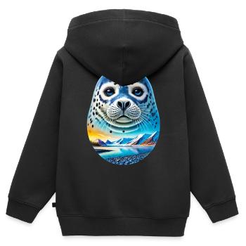 Phoque - Sweat Premium à capuche zippé enfant bio - noir - Dos - AI Model Kid Male (0cm)