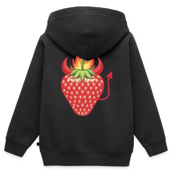 Teuflische Erdbeere - Kinder Premium Organic Zip Hoodie - Schwarz - Hinten - AI Model Kid Male (0cm)