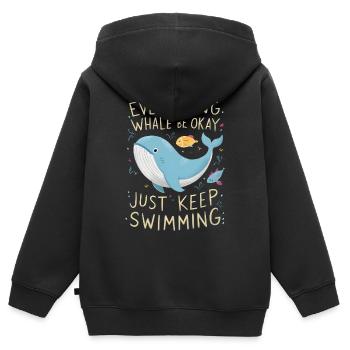 Whale Be Okay - Kinder Premium Organic Zip Hoodie - Schwarz - Hinten - AI Model Kid Male (0cm)