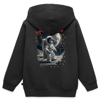 Lost in Space - Affe als Astronaut - Kinder Premium Organic Zip Hoodie - Schwarz - Hinten - AI Model Kid Male (0cm)