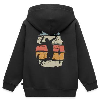 Joueur de volley-ball rétro - Attaque de balle Scratch - Sweat Premium à capuche zippé enfant bio - noir - Dos - AI Model Kid Male (0cm)