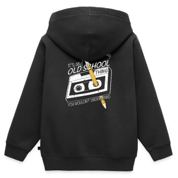 Design Funny Generation 70 80, Audiokassette - Kinder Premium Organic Zip Hoodie - Schwarz - Hinten - AI Model Kid Male (0cm)