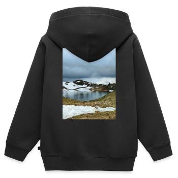Runder See in Oisans - Kinder Premium Organic Zip Hoodie - Schwarz - Hinten - AI Model Kid Male (0cm)