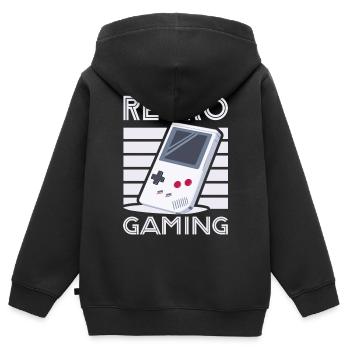 Retro Gaming 1 von Helfspawn - Kinder Premium Organic Zip Hoodie - Schwarz - Hinten - AI Model Kid Male (0cm)
