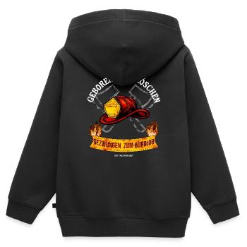 Geboren zum Löschen – Bürojob Edition - Kinder Premium Organic Zip Hoodie - Schwarz - Hinten - AI Model Kid Male (0cm)