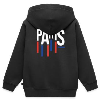 Souvenir Bleu Rouge Paris - Hommage à la France - Sweat Premium à capuche zippé enfant bio - noir - Dos - AI Model Kid Male (0cm)