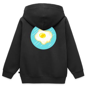 œuf au plat - Sweat Premium à capuche zippé enfant bio - noir - Dos - AI Model Kid Male (0cm)
