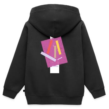 Abstrakte Farbige Linien Komposition - Kinder Premium Organic Zip Hoodie - Schwarz - Hinten - AI Model Kid Male (0cm)