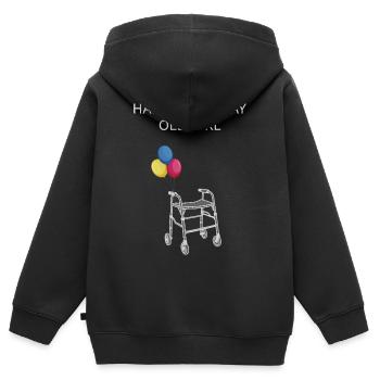 Happy Birthday Old Girl - Kinder Premium Organic Zip Hoodie - Schwarz - Hinten - AI Model Kid Male (0cm)