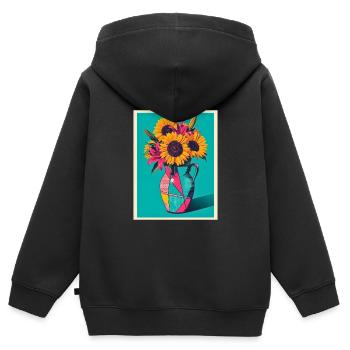 Vase à fleurs Pop Art - Sweat Premium à capuche zippé enfant bio - noir - Dos - AI Model Kid Male (0cm)