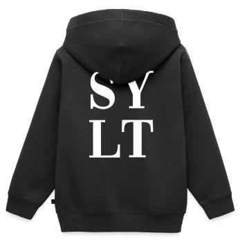 Sylt - Mer du Nord - Allemagne - Westerland - Sweat Premium à capuche zippé enfant bio - noir - Dos - AI Model Kid Male (0cm)