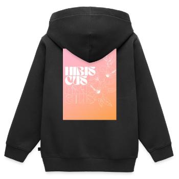 Hibiskus Individuelles Blumendesign - Kinder Premium Organic Zip Hoodie - Schwarz - Hinten - AI Model Kid Male (0cm)