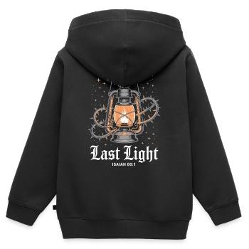 Vintage Laterne Christian - Kinder Premium Organic Zip Hoodie - Schwarz - Hinten - AI Model Kid Male (0cm)