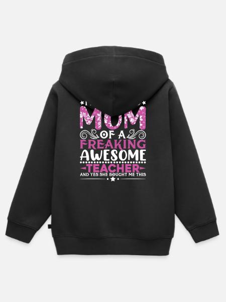 Proud Teachers Message - Kids Premium Organic Zip-up Hoodie - black