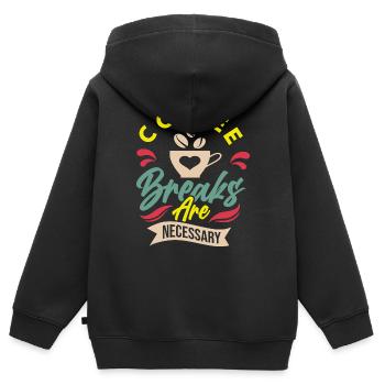 pause-café - Sweat Premium à capuche zippé enfant bio - noir - Dos - AI Model Kid Male (0cm)