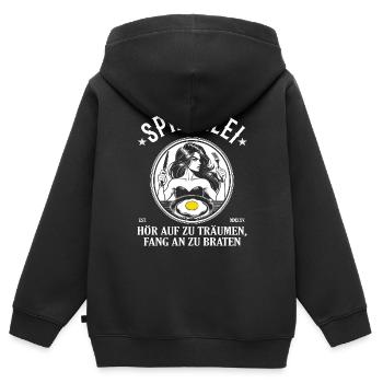 Spiegelei Design – Fang an zu braten - Kinder Premium Organic Zip Hoodie - Schwarz - Hinten - AI Model Kid Male (0cm)