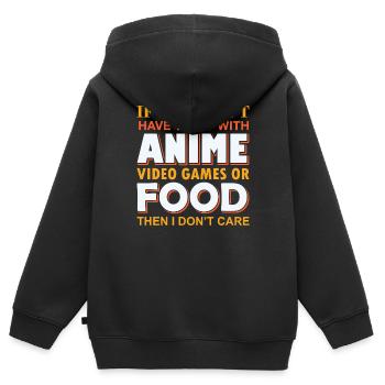 Pas de sujet sans nourriture pour les jeux d’anime - Sweat Premium à capuche zippé enfant bio - noir - Dos - AI Model Kid Male (0cm)