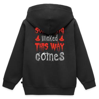 Dämonischer Spruch Druck - Kinder Premium Organic Zip Hoodie - Schwarz - Hinten - AI Model Kid Male (0cm)