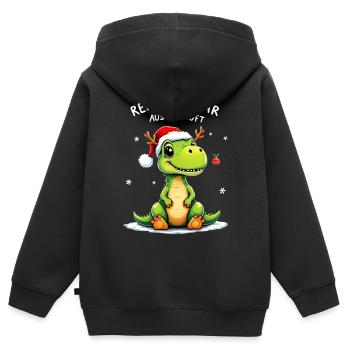 Le renne était en rupture de stock Drôle de dinosaure de Noël - Sweat Premium à capuche zippé enfant bio - noir - Dos - AI Model Kid Male (0cm)
