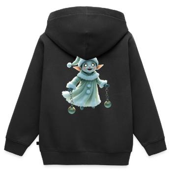Winterzwerg mit Jingle Bells - Kinder Premium Organic Zip Hoodie - Schwarz - Hinten - AI Model Kid Male (0cm)
