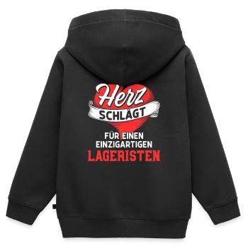 Herz schlägt für einzigartige Lageristen - Kinder Premium Organic Zip Hoodie - Schwarz - Hinten - AI Model Kid Male (0cm)