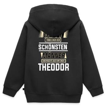 Theodor der schönste Mann von Gott geformt Design - Kinder Premium Organic Zip Hoodie - Schwarz - Hinten - AI Model Kid Male (0cm)