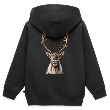Cerf Rudolph Joyeux Noël doux - Sweat Premium à capuche zippé enfant bio - noir - Dos - AI Model Kid Male (0cm)