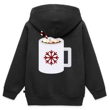 Art de tasse de cacao en flocon de neige - Sweat Premium à capuche zippé enfant bio - noir - Dos - AI Model Kid Male (0cm)